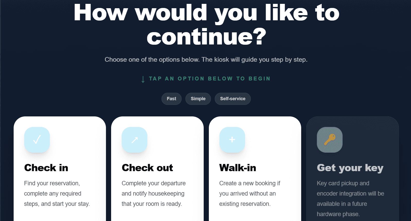 SmartHotel guest kiosk preview