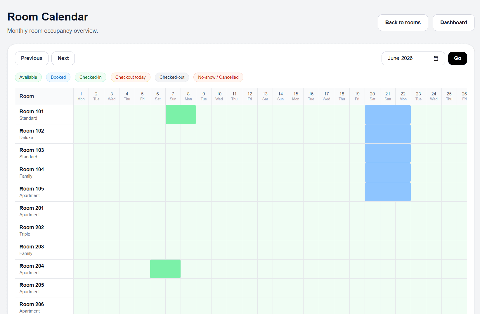 Room calendar